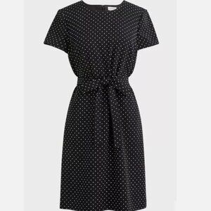 J.Crew Black Polka Dot Belted Suiting Dress | NWT | Sz 16
